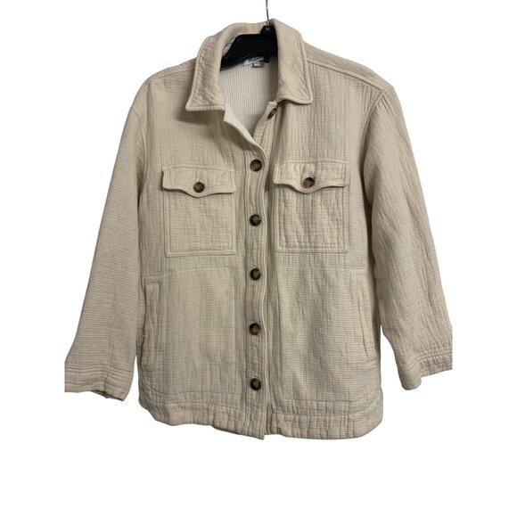 Madewell Waffle Knit Cotton Button Up Shirt Jacket Size S - Picture 1 of 8